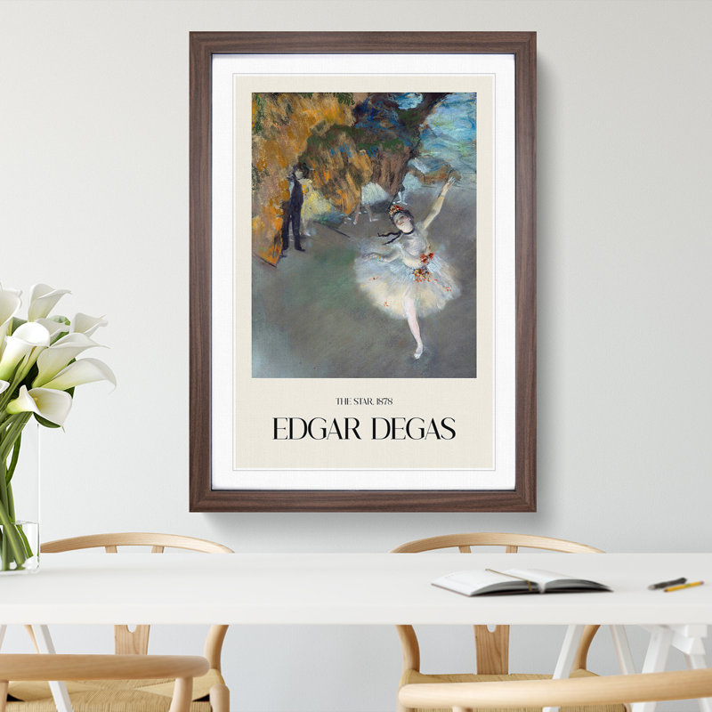 The Star Ballet Ballerina Dancer by Edgar Degas - Picture Frame Painting, 48cm H x 36cm W x 2cm D, Walnut Framed
