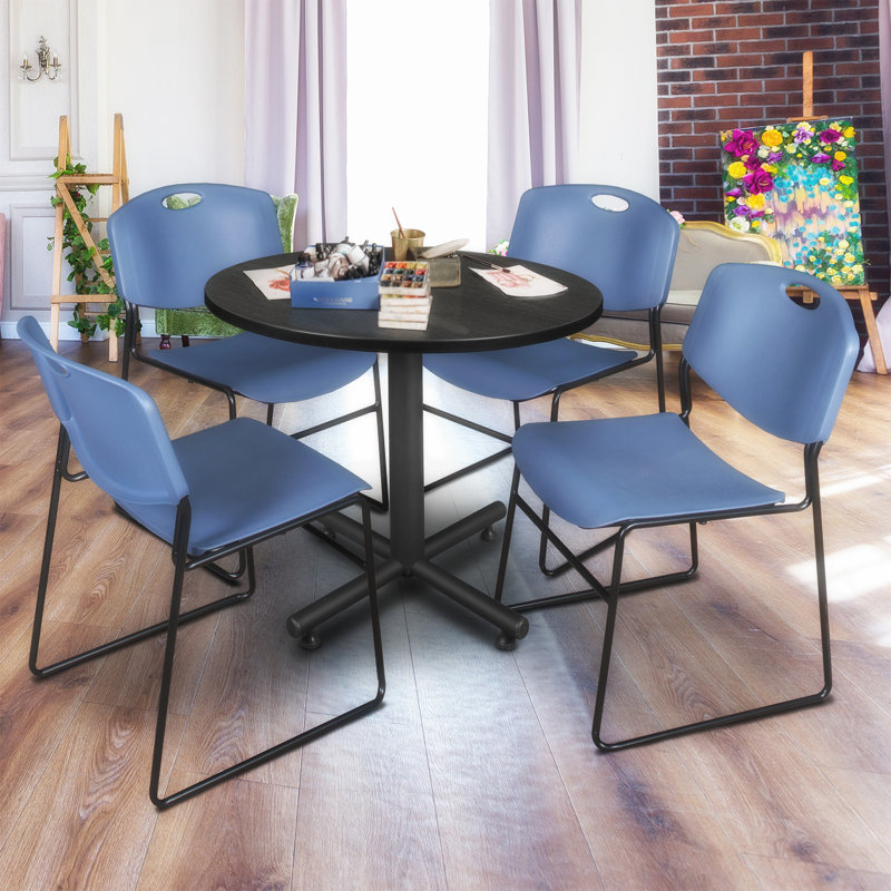 Ash Grey and Black 42" Round Wood Laminate Breakroom Table