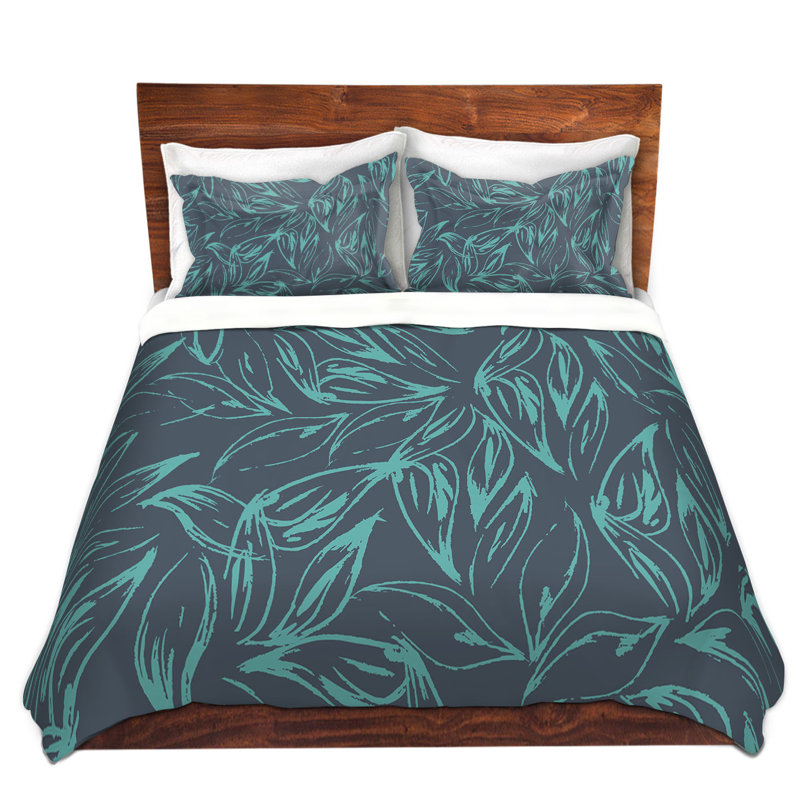 Ensemble de housse de couette Luminous Leafy Layers, Housse de couette simple + 1 taie décorative stan