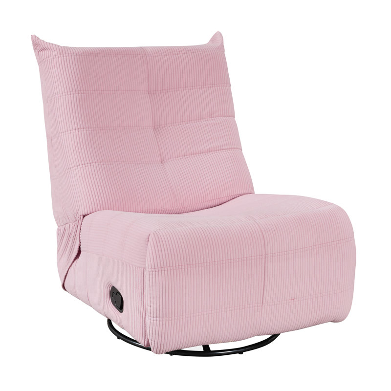 Fauteuil inclinable pivotant 31 po en velours côtelé rose