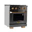 KUCHT 30 po. 4,2 pieds cubes Cuisinière au gaz propane double à 4 brûleurs en acier inoxydable foncé avec thermostat Kucht Horus-428720138-428720140