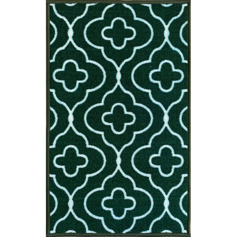 Havana Club Floral Trellis Anti Slip Washabale Hallway-Passage Corridor Kitchen Non Slip Doormats, Emerald Green