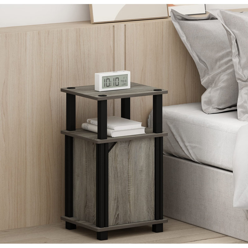 3-Tier End Side Table/Nightstand with Door(2-Pack)