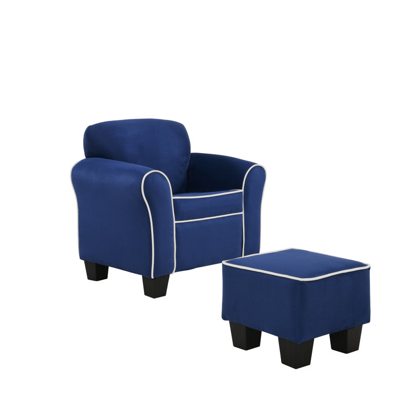 Fauteuil pour enfant avec repose-pieds Aalborg, Bleu
