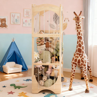 Arched Wooden Toy Storage Rack – Stuffed Animal Organizer With 360° Swivel Wheels, Large Plush Storage Holder For Kids And Toddler Room by Ophelia & Co.