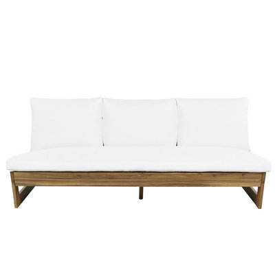 Shelton Modern Coastal Acacia Wood Outdoor Conversation Set With Loveseat, Three-Seater Sofa, And 50,000 BTU Propane MGO Fire Pit