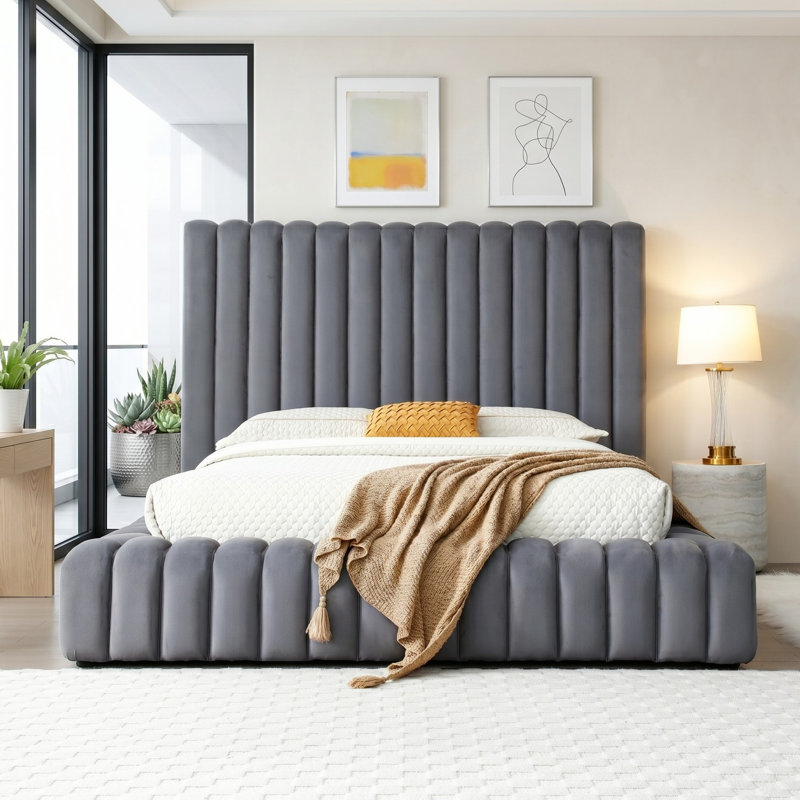 2 tables de chevet Avalon, Gris, Grand lit
