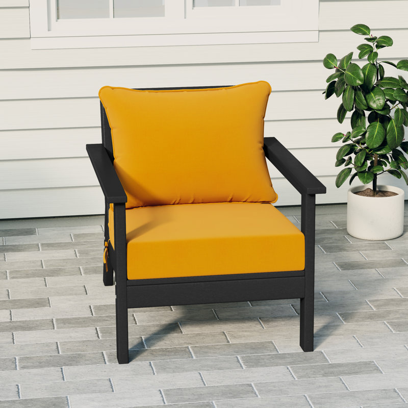 Chaise avec coussins Hydea, Noir, Jaune