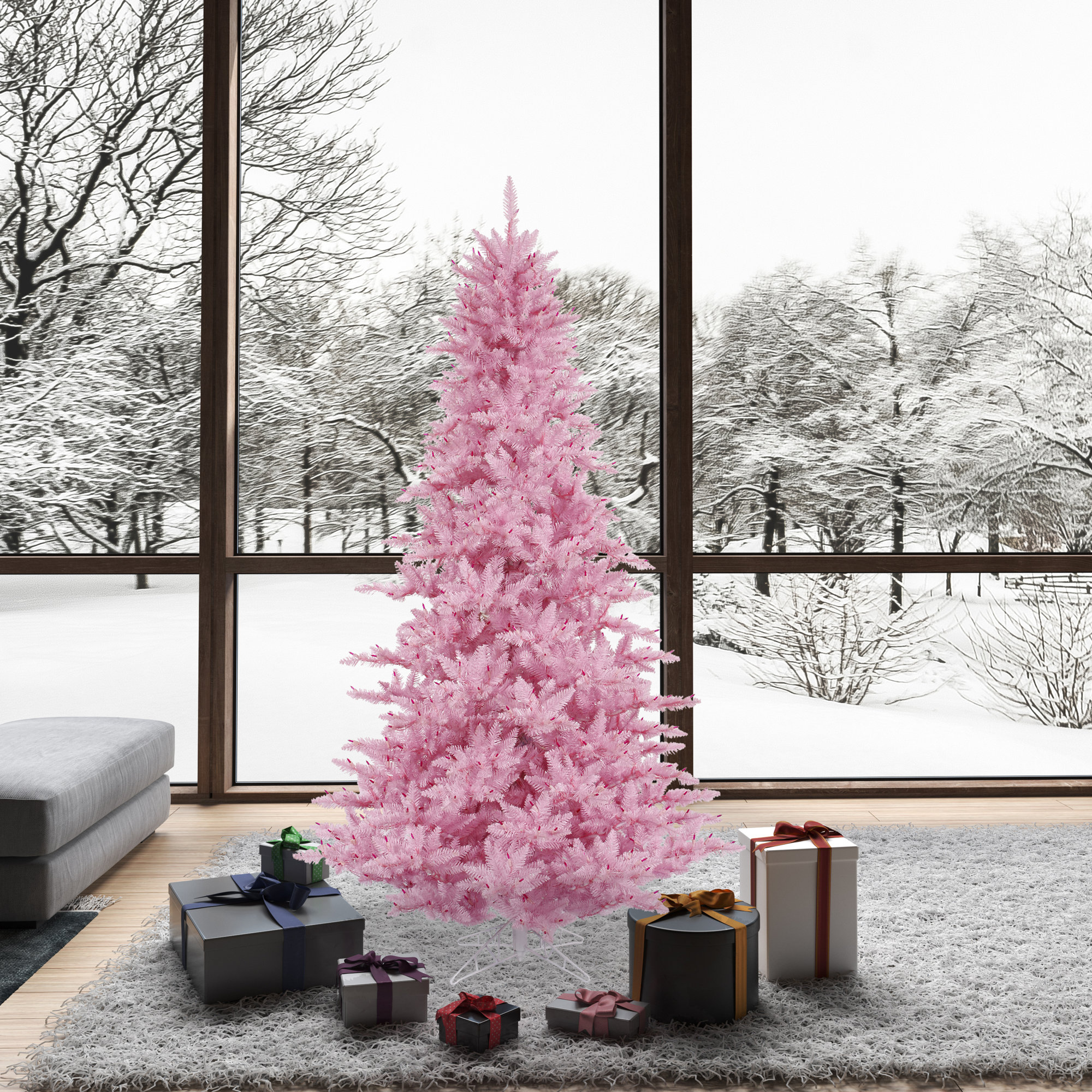 6' Pink Fir Artificial Christmas Tree - Thumbnail 4