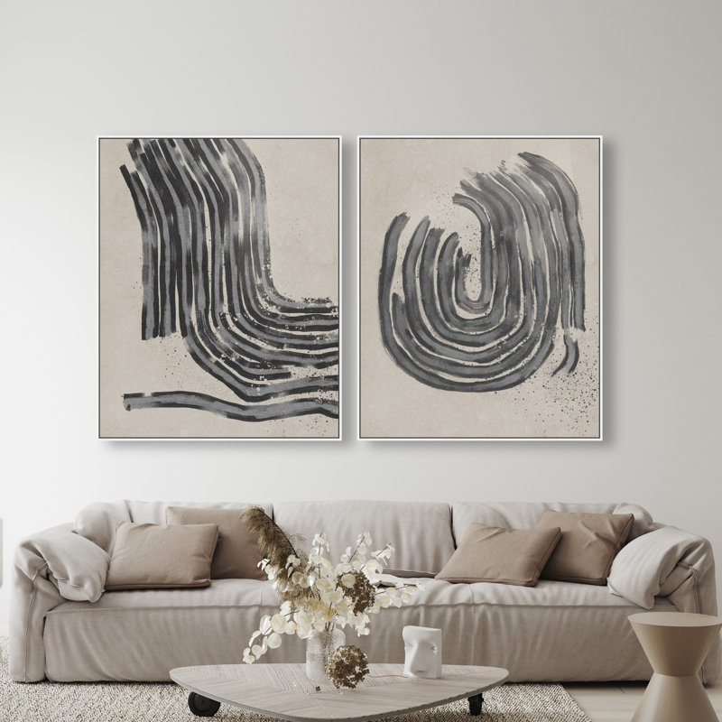 Two Spaces Set Set by Oliver Gal, 37"H x 46"W, White Floater Frame
