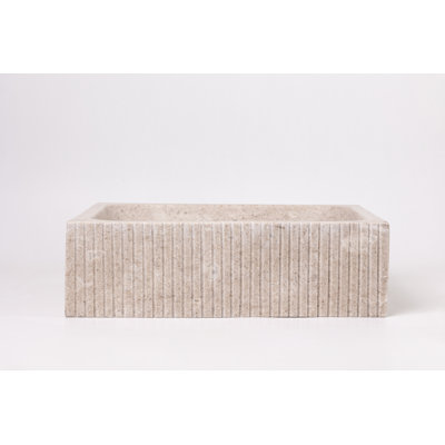 Lavabo de salle de bain vasque en pierre naturelle rectangulaire en marbre cannelé