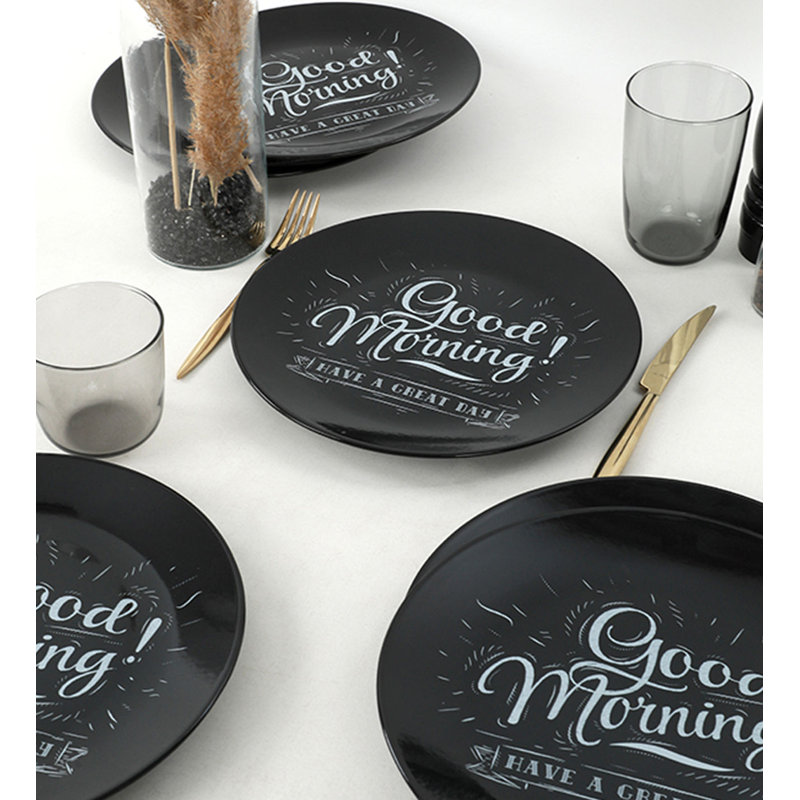 Premium 6-Piece Service Plate Set, Black Ceramic, 9.8 x 9.8 x 1.5 inches | 100% Antibacterial, Dishwasher & Microwave Safe, Easy-Clean Surface, Thermal Shock Resistant | Perfect for Elegant Dining & Entertaining