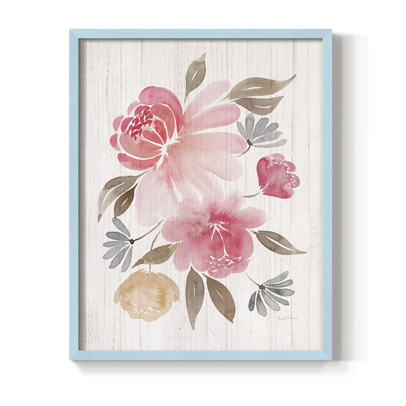 «Loose Peony II», reproduction encadrée - bois massif, H 11 po x l 9 po, Bleu