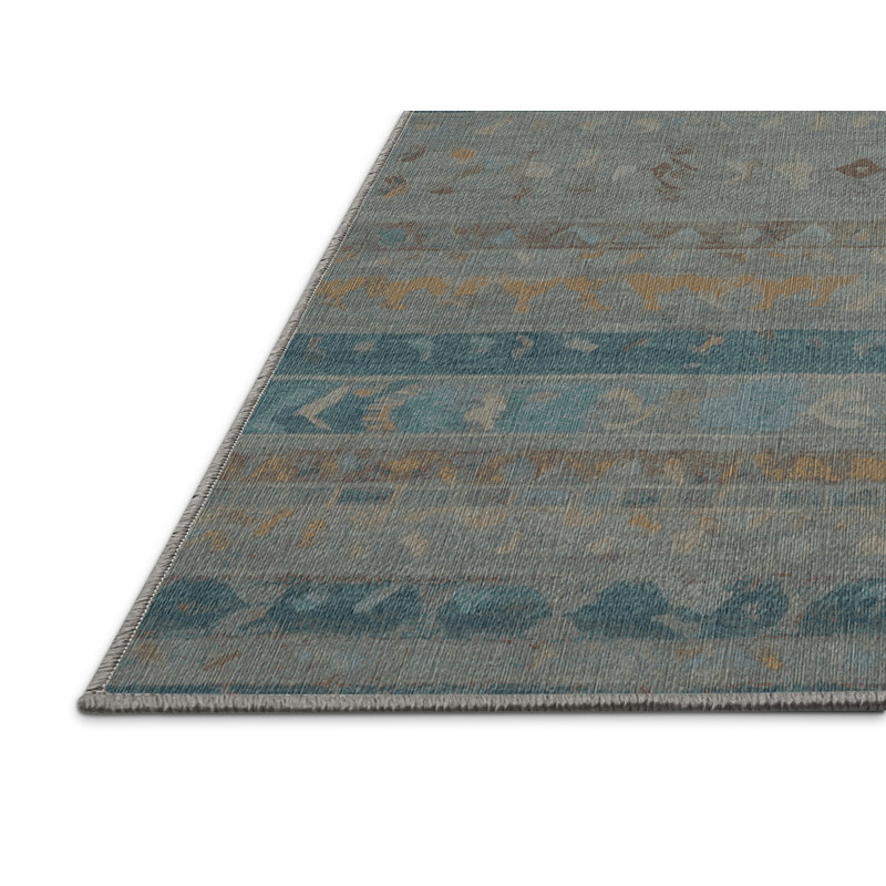 Machine Washable Gray Area Rug, Rectangle 7' x 9'