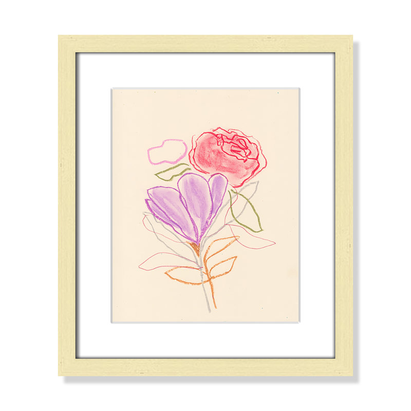 Simple Floral III Print by Bea Dina, Gold Single Picture Framed Paper, 15" H x 13" W x 1.25" D, White