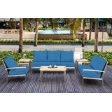 Avanti Outdoor 6 - Piece Teak Stainless Steel Lounge Set