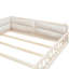 Lit double tapissier pleine grandeur avec garde-corps et coussin moelleux beige - plateforme de construction Cushy