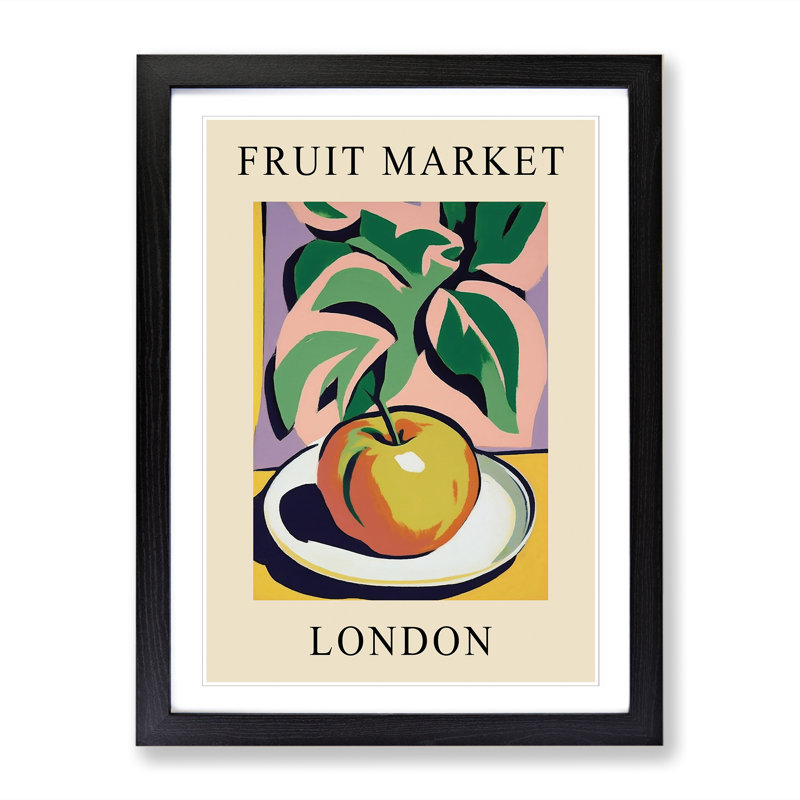 London Fruit Market Exhibition Apple - Single Picture Frame Print on Wood, 64cm H x 46cm W x 2cm D