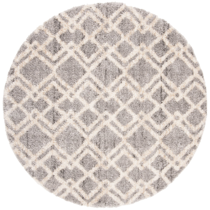 Noyes Shag 200 Performance Geometric Rug, Round 6'7"
