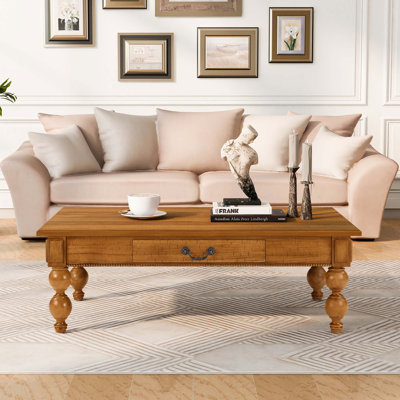 Table basse rectangulaire en bois avec tiroir de rangement