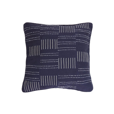 Niles Hand-Stitched Woven Cotton Throw Pillow