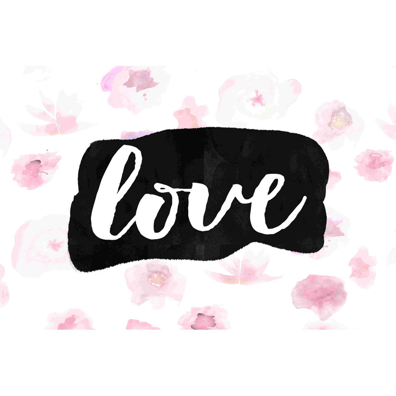 «Floral Love», art textuel sur toile tendue, H 8 po x l 12 po