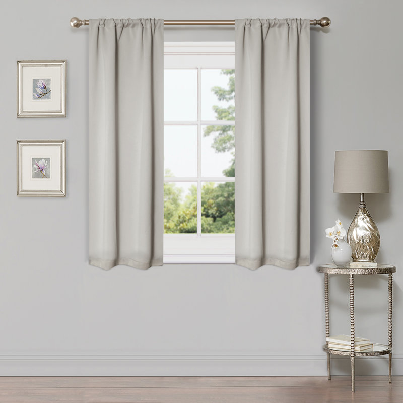 Bertrand Solid Modern Room Darkening Curtain Panel, Chrome, 52" W x 84" L
