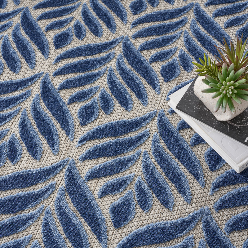 Tapis intérieur / extérieur bleu Antwun, Rond 7 pi 10 po