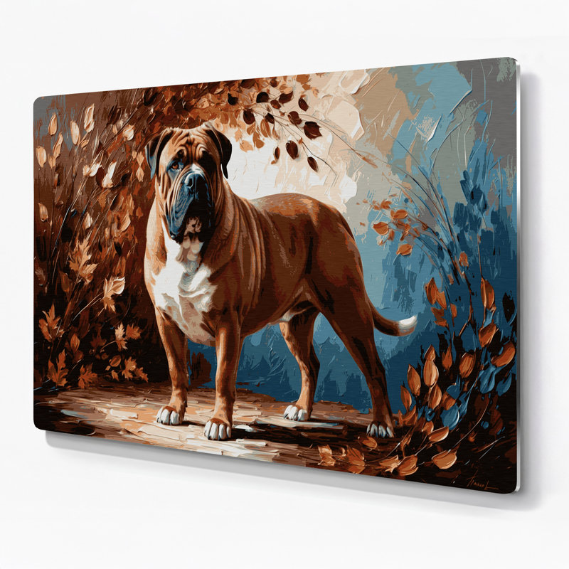 «Dogs Bullmastiff», art mural en métal noir, H 8 po x l 10 po