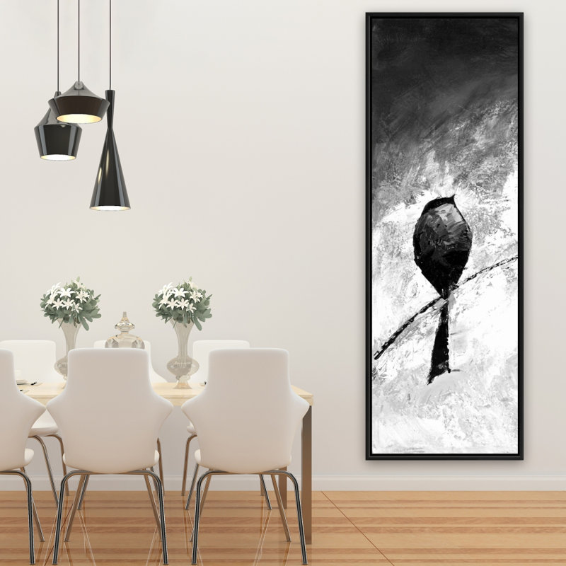 Quatre oiseaux perchés, reproduction sur toile, H 60 po x l 20 po