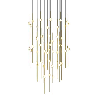 Constellation - Aries 25" Round LED Pendant - Satin Nickel Fixture - Clear Faceted Acrylic Shade - 3000K - 120" Cable