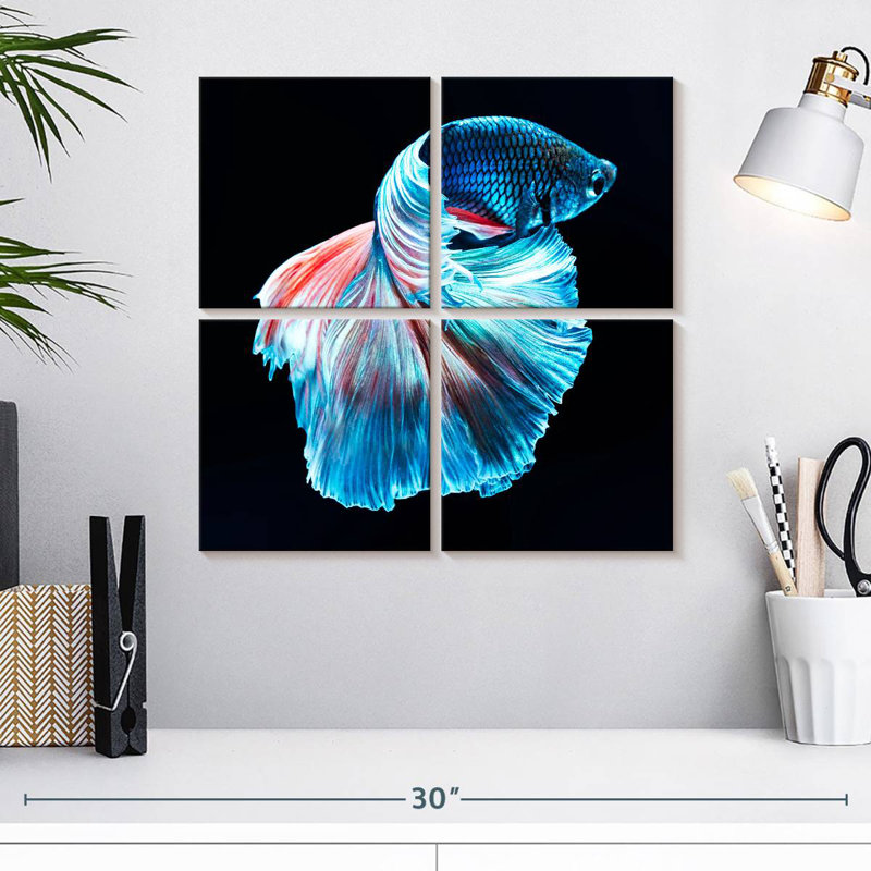 Brampt brillant poisson Betta bleu, H 18 po x l 18 po