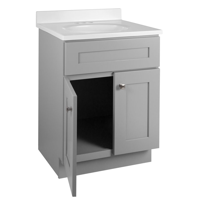 25 Inch Bathroom Vanity with Top, Ready to Assemble, Sherwin Williams – Design House, 584722, Solid White, Gray