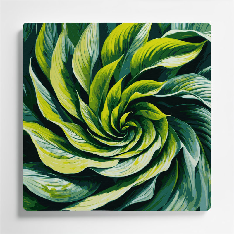«Botanical Hostas», art mural en métal vert, H 12 po x l 12 po
