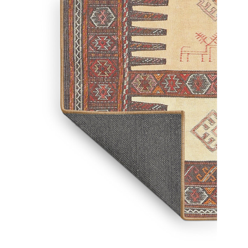 Tapis contemporain beige / brun clair, Rectangle 2 pi x 4 pi
