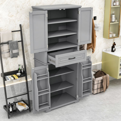 Modern Bathroom Storage Cabinet with Spacious Drawer, Adjustable Shelves and Anti-Tipping Safety