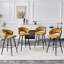 Ensemble de 2 tabourets de bar en chenille jaune avec pieds en fer noir, tabourets de comptoir modernes pour bar à domicile-2075058188