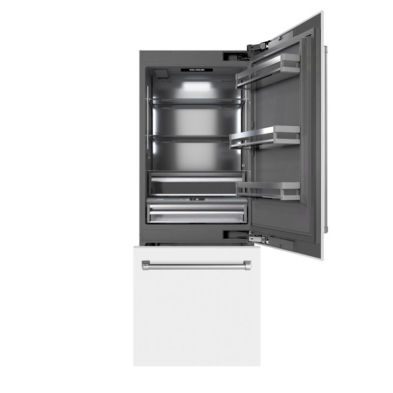 ZLINE 30 in. 16.1 cu. ft. Built-In Bottom Freezer Refrigerator with Water Dispenser and Ice Maker with Graphite Gray Interior