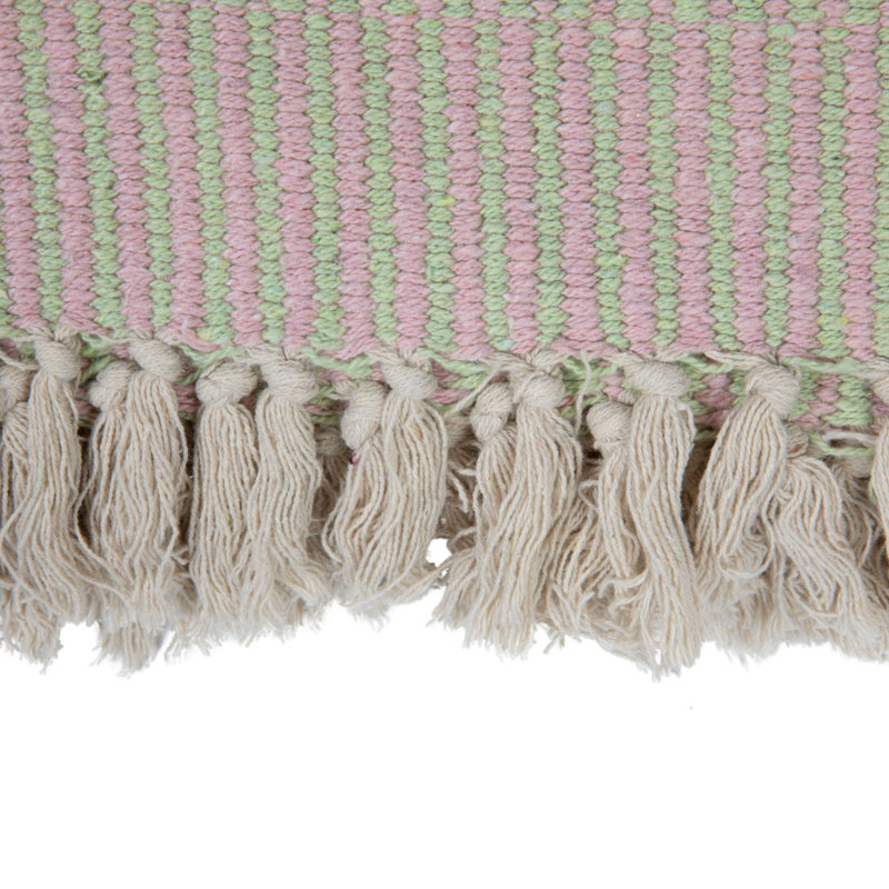60" Brown and Cream Striped Cotton Throw Blanket