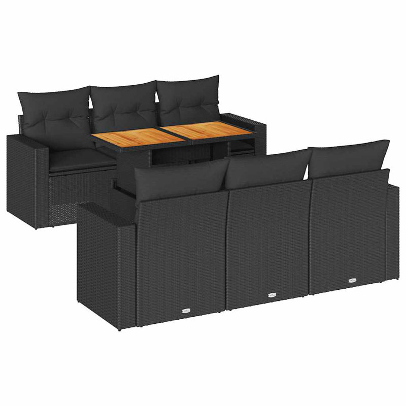  Ensemble de canapé de jardin noir, Noir, Gris foncé