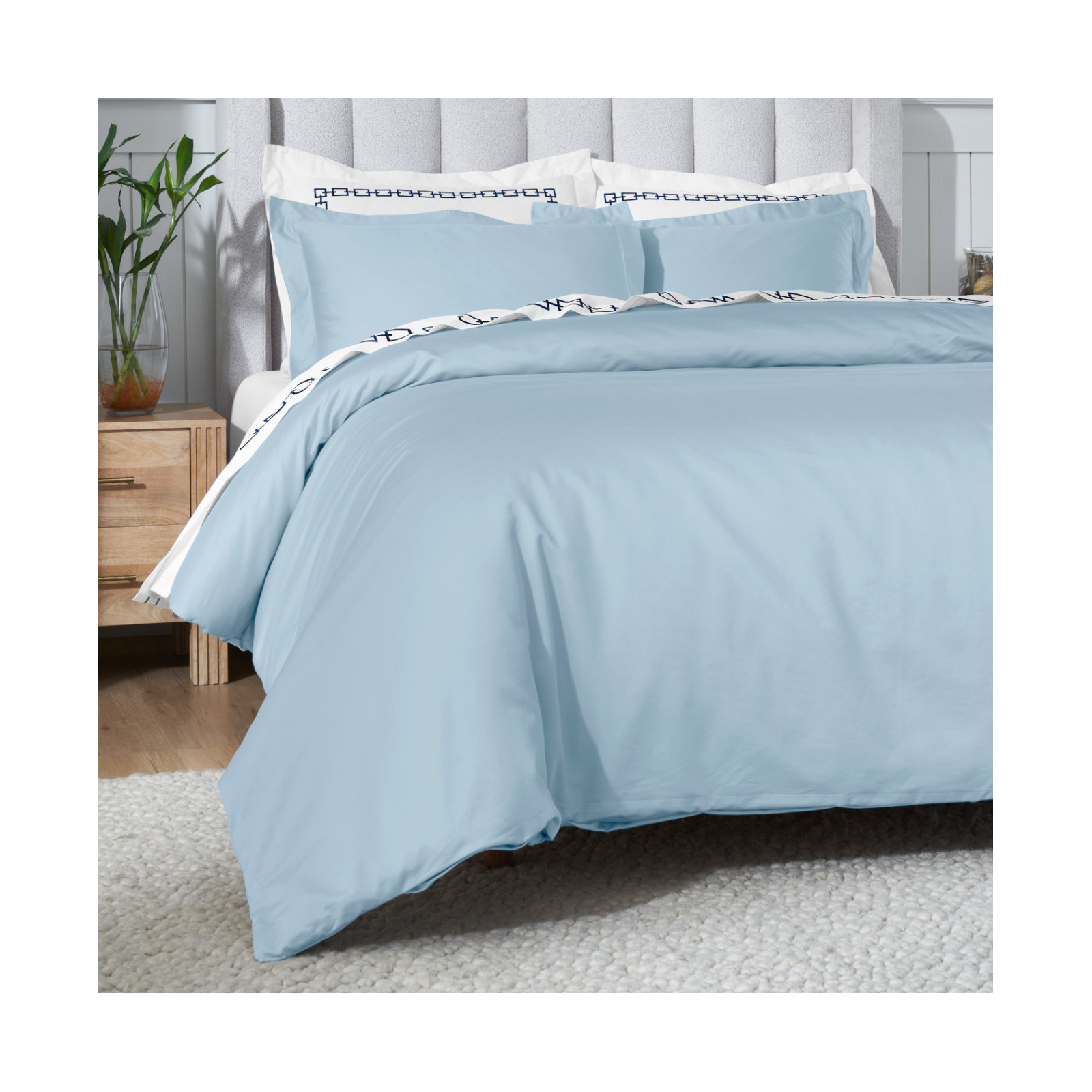 Duvet Cover Set, Baby Blue, King/California King Duvet Cover + 2 King Shams