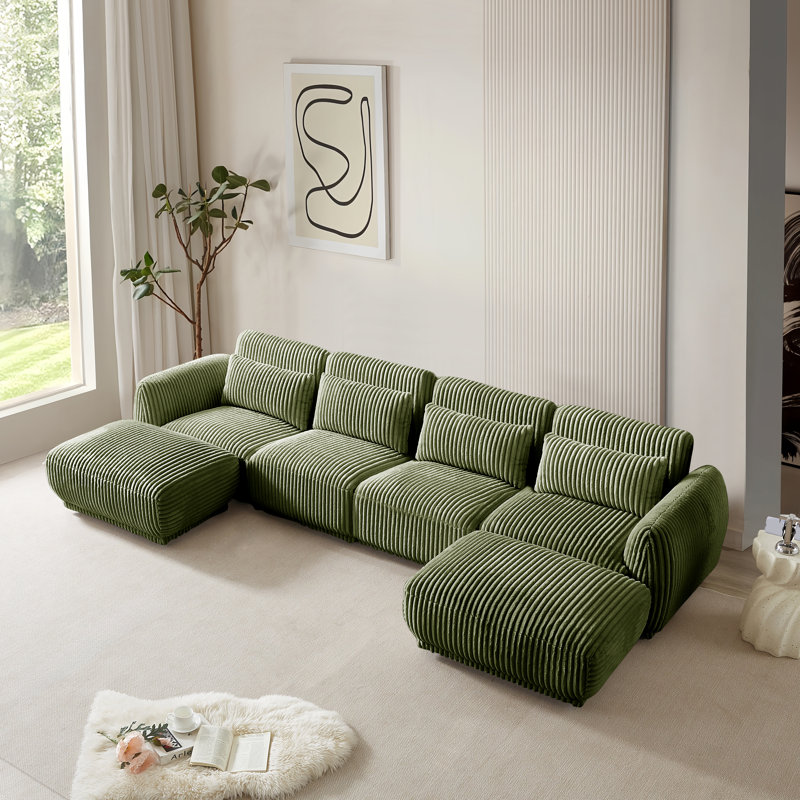 Canapé modulaire en velours côtelé Nickelsville, Velours côtelé vert