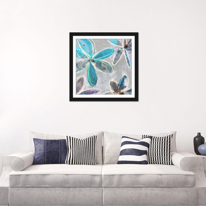 «Allissa II», reproduction sur toile, H 16 po x l 16 po x P 1 po, Papier d'art encadré noir, Blanc
