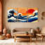 «Nautical & Beach Wave Sunset Mountain Ocean Reflection», ensemble de 3 impressions sur toile-739114036
