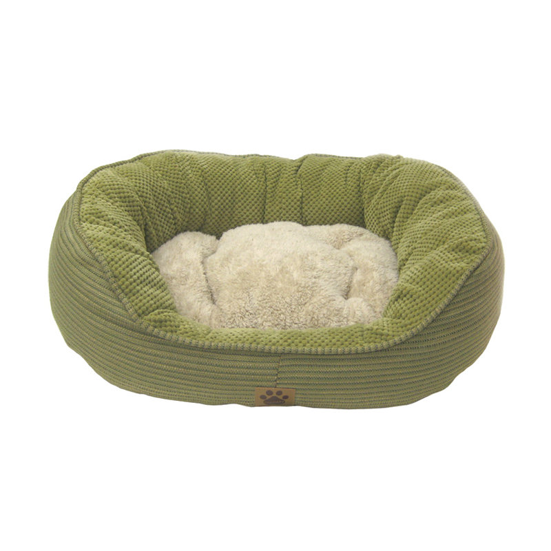 Striped Polyester Pet Bed, Large (32" W x 25" D x 10.5" H), Green