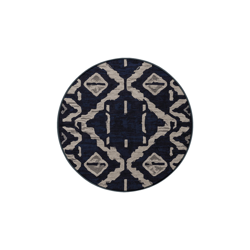 Machine Washable Gray Area Rug, Round 3'