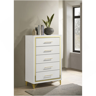 Commode blanche 5 tiroirs Chesney