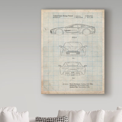 Manilo 'Aston Martin one 77' Drawing Print on Wrapped Canvas