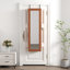 Armoire pour armoire à bijoux en bois massif avec miroir pleine grandeur, verrouillable au mur 47,5 x 14,3 po avec lumière DEL