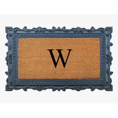 A1HC First Impression Carson Rubber and Coir Doormat Monogrammed Mat 24" X 36"